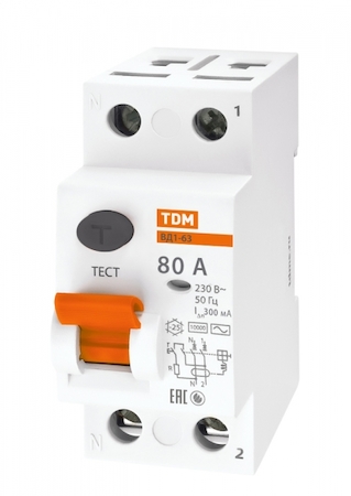 TDM ELECTRIC SQ0203-0021 Устройство защитного отключения ВД1-63 2Р 80А 300мА TDM